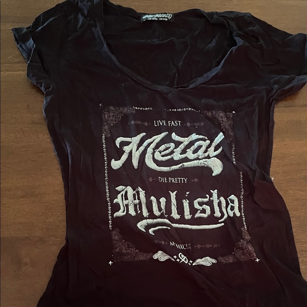 Metal Mulisha Women's Black and White Graphic Tee